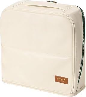 Standing Cosmetic Bag Large Capacity, Standing Cosmetic Bag with Multiple Compartments for Travel PU Leather Vertical Makeup Organizer, white( ), casual
