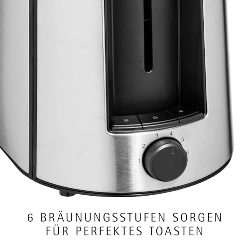WMF Bueno Pro Toaster 2 Scheiben, Doppelschlitz Toaster Edelstahl mit Brötchenaufsatz, 2 Scheiben, 6 Bräunungsstufen, 870 W, edelstahl matt 3