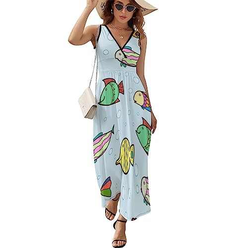 Robe sans manches col V vêtement été motif fleuri multicolore taille M