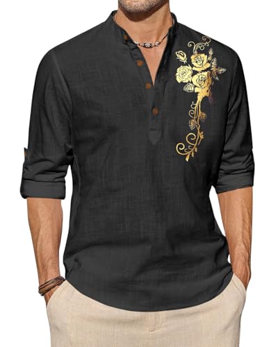 Image of Zombom Men's Cotton Polyester Blend Mandarin Collar Self One Design Printed Full Sleeve Casual Short Kurta