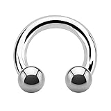 Treuheld® | Großer Hufeisen Piercing Ring | 2mm x 19mm | Kugeln 6mm | Chirurgenstahl | Silber | Circular Barbell für Intim, Ohr, Nase, Brustwarze