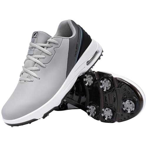 FENLERN Men's Golf Shoes Spiked Waterproof Comfortable Air Cushion