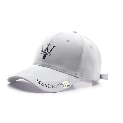 Adjustable Embroidered Trucker Baseball Cap with Racing Motor Logo,for Fashion,Street Dancing,Sports,and Travel--White