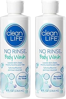 No-Rinse Body Wash, 8 fl oz - Leaves Skin Clean, Moisturized and Odor-Free (Pack of 2)