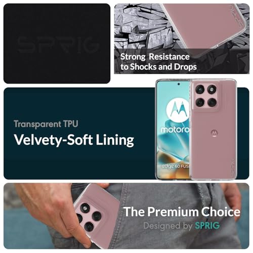 Image of SPRIG Compatible with Motorola Edge 60 Fusion 5G Phone TPU Premium Back Cover Drop Tested Shock Proof Mobile Case for Men, Women, Boys and Girls with Camera Protection (Transprant)