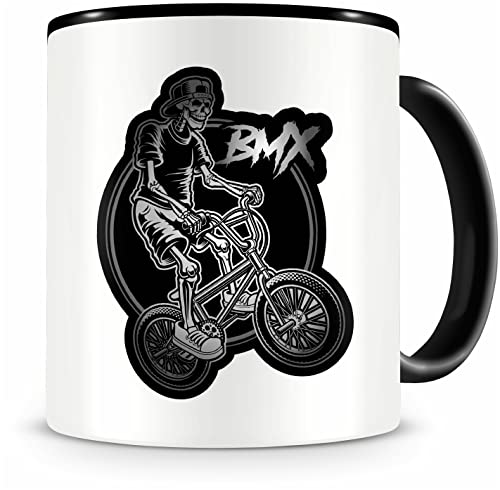 Samunshi® Tasse mit Motiv BMX Skelett Kaffeetasse Lustige Tassen zum Geburtstag Becher Teetasse Kaffeebecher Geschenk für Radfahrer Fahrrad Fans