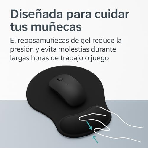 Alfombrilla ergonomica para ratón. Almohadilla con reposamuñecas de Gel ergonómico para pc. Base de Goma Antideslizante. Mouse Pad ergonómica de microfibras (Ergo 2.0) - imagen 3