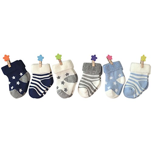YULI Baby Toddler Soft Socks 6-18 Months Cotton Holiday Gift Bootie Socks 6/12 Pack