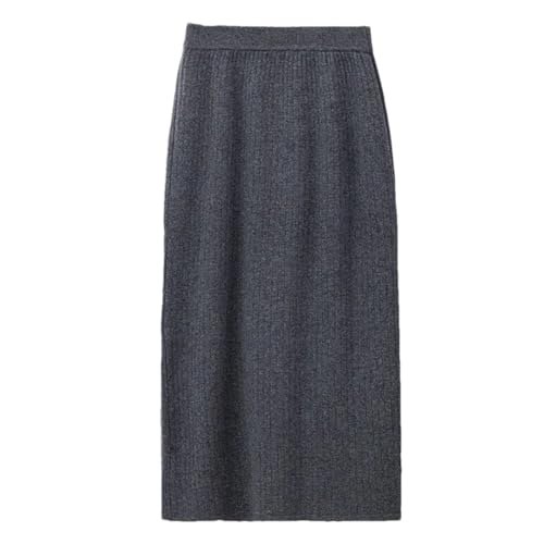 Women's Elegant Solid Wool High Waist Mini Skirt Fall Winter Slimming Bodycon Midi Skirt Dark Gray9 L