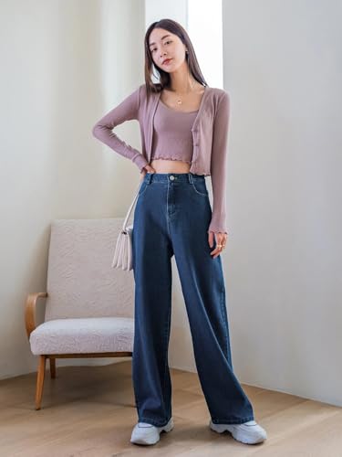 Image of GRECIILOOKS Baggy Jeans for Women | High Waist Wide Leg Stylish for Girls Trendy Women's Pant | Loose Jean for Women's | Jean for Womens
