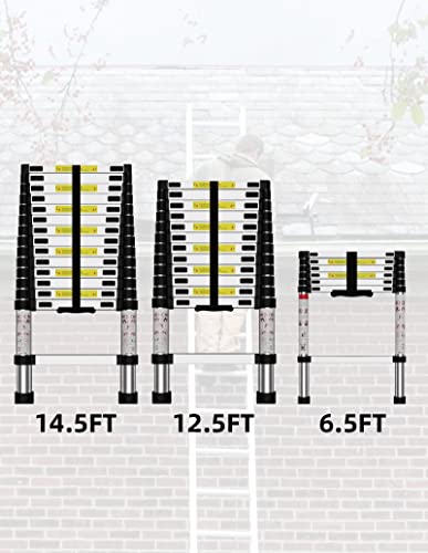 Telescoping Ladder, Extension Folding Ladder, Sdoer Collapsible Portable Small Anti-Slip Ladder For Rv, Pull Down Attic, Roof, Aluminum (6.5 Ft) #TOP6