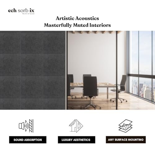 Image of MMT Acoustix Premium Felt Acoustic Panels for Offices, Bedrooms & Studios | Sustainable PET Felt Panels for Echo Reduction & Sound Absorption | 2x2 Ft, 9mm Thick | Ash - Pack of 8