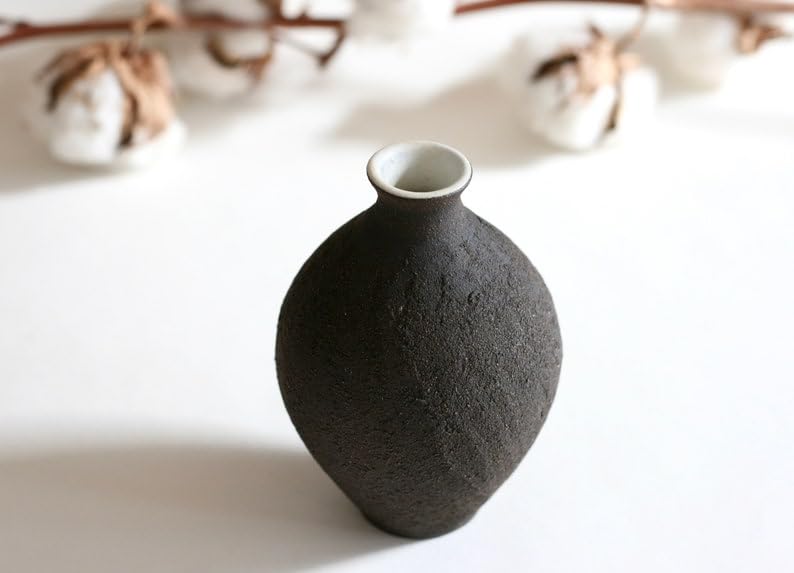 【Dark Style Handmade Ceramic Small Flower Vase】 Mini Wabi-Sabi Style High-Class Flower Container Modern Simple Decor Item - Image 5