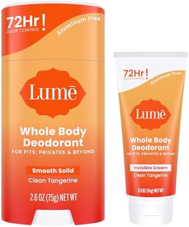 Lume Whole Body Deodorant - Cream Tube Mini + Stick Bundle - (Tangerine)