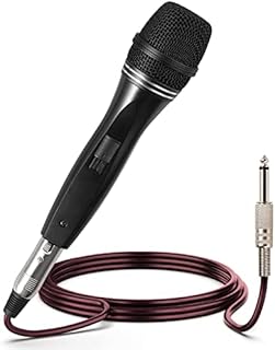 PROZOR Karaoke Dynamic Microphone for Singing with 16.4ft XLR Cable Metal Handheld Mic Wired Microphone for Karaoke Singing Weddings Churches Interviews etc