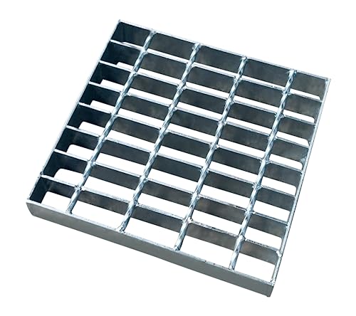 Natotela Griglia di scarico in acciaio zincato, 230 x 230 mm, resistente, griglia quadrata in metallo per bacino di raccolta quadrato da 22,9 cm, griglie di drenaggio esterne spesse per garage