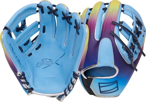 Rawlings | REV1X Baseball Glove | Size 11.75" | RHT | Columbia Blue/Purple/Yellow