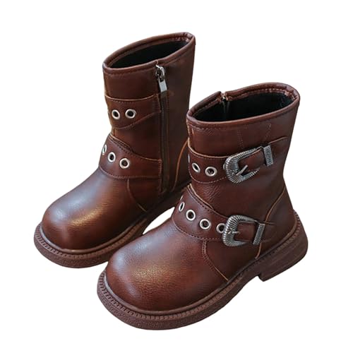 IWIHMIV Girls Ankle Boots Kids Comfortable Slip on Walking Short Booties with Side Zipper Riding Boots for Toddler2