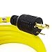 HENGYI L5-30P to L5-30R Heavy Duty Generator Locking Power Cord,3Prong Generator Extension Cord,SJTW 10GUAGE, 3750W,30A,Yellow,10FT