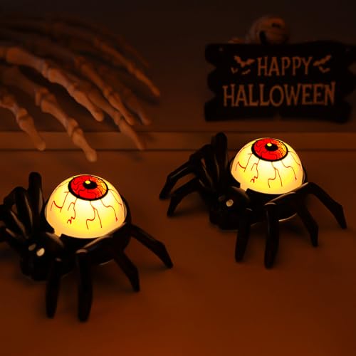 Luces de ojo de araña YBB para decorar mesas dulces y rincones oscuros de Halloween 3