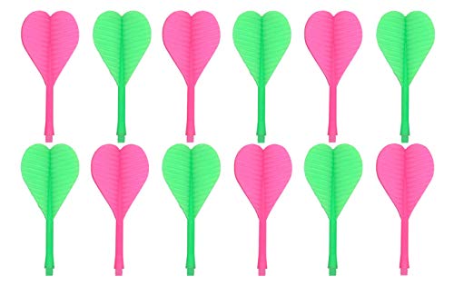 crinkle 12 Total neon Pink and neon Green 2ba Replacement Dart Shaft Flight Combo 2 Sets of 3 Each Color