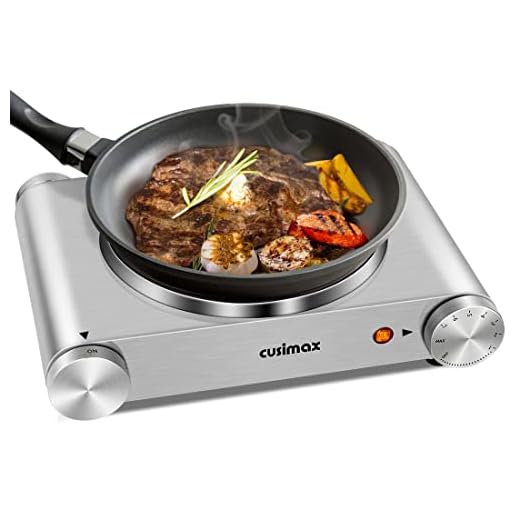 Hot Plate, CUSIMAX Electric Burner 1500W Hot Plate Cooking Single Burner Electric Stove with Heat-up in Seconds Adjustable Temperature Control Silver Stainless Steel Body, Your Kitchen Assistant