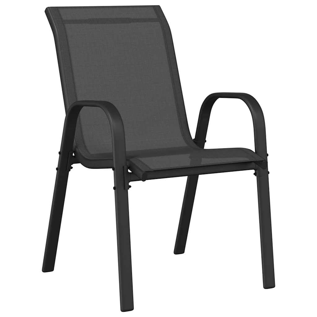 Genérico Sillas de jardín apilables 6 Unidades textilene Negro,Mobiliario,Muebles de jardín,Asientos de Exterior,Sillas de jardín-318783