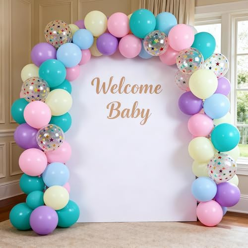 Image of Pastel Balloons Pastel Rainbow Balloon Set Colorful Multicolor Macaron Pink Purple Blue Yellow Birthday Party Decorations with Star Confetti for Kid Boys Girls Candy Easter Baby Shower Wedding