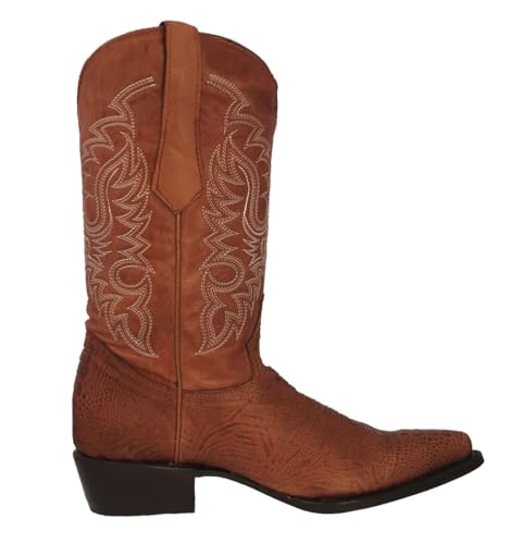 Texas Legacy Mens Cognac Western Leather Cowboy Boots Ostrich Leg Print J Toe2