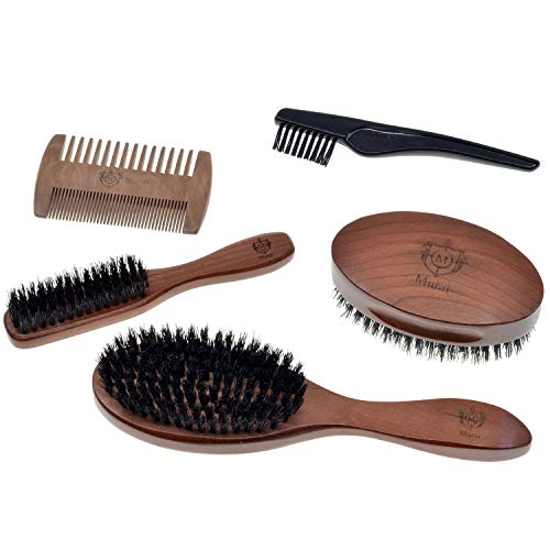 Murai Beard Kit For Men Gmk2S Mens Beard Grooming Kit - Military Hair Brush, Oval Beard Club Brush, Pocket Sized Travel Beard Brush, Wood Beard Comb, And Hairbrush Cleaner #TOP2