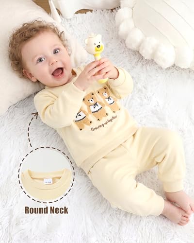 Image of NZRVAWS Toddler Baby Boy Clothes Infant Fall Winter Outfit Long Sleeve Pant Top Set 2Pcs Sweatshirt 0 Month-3 Years