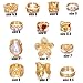 KISS WIFE Golden Chunky Rings Set for Women, Big Flower Artificial Crystal Baroque Pearl Irregular Stackable Knuckle Rings Pack, Vintage Chunky Jewelry Gift (Baroque)