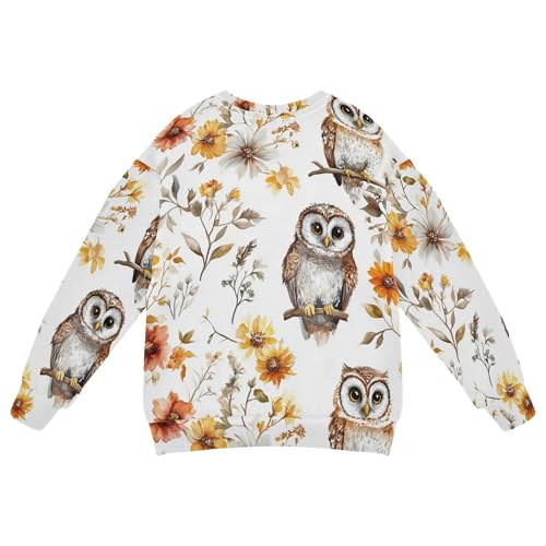 JUNZAN Cartoon Cute Owls White Little Boys Sweatshirts Hoodies Long Sleeve Kids Pullover Hoodie Athletic 4T2