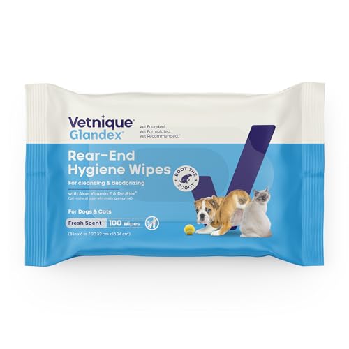 Vetnique Glandex Dog Wipes for Pets Cleansing & Deodorizing Anal Gland Hygienic Dog & Cat Wipes with...