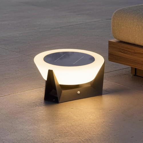 VZVI Solar Lanterns Outdoor, 3000K LED Medium Solar Floor Lamp Waterproof with IP54, Dusk to Dawn Outdoor Floor Lamp, E26 Lantern for Porch, Modern Dimmable Lantern for Patio Deck Yard, Garden Lights