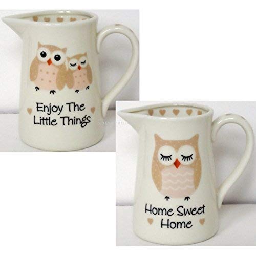 Gufo in ceramica crema cucina brocca regalo con messaggio speciale Both