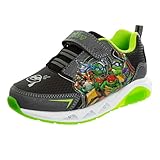 Teenage Mutant Ninja Turtles Shoes LED Lightup Laceless - Leonardo Donatello Raphael Michelangelo TMNT Sneakers for Kids - Black/Lime (Size 9 Toddler)