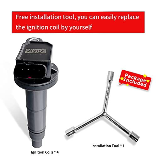 Macax Set Of 4 Ignition Coils Uf333 C1330 Compatible With Toyota Corolla Camry Rav4 Solara Matrix Highlander Lexus Pontiac Scion - L4 2.0L 2.4L #TOP4