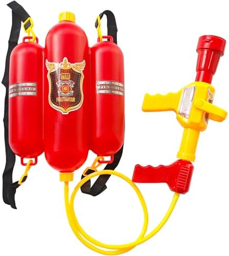 Firefighter Water Gun Backpack, Water Blaster Tank with Hose Sprayer for Outdoor Games, Pool Parties, Beach Fun, and Summer Activities