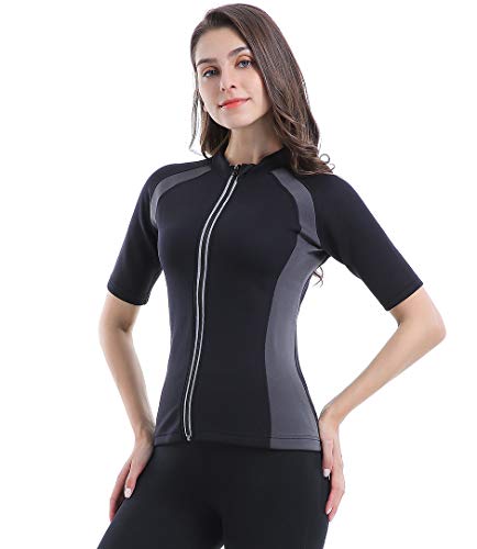 Novasoo Fajas Reductoras Adelgazantes Camiseta Reductora Mujer SCR Sauna Chaleco Neopreno de Sudoración para Deporte (S, Short Sleeve)