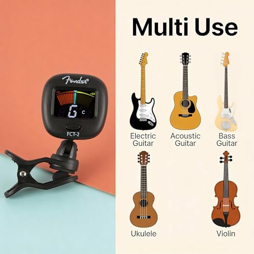 Fender FCT-2 Professional Multi-Instrument Clip-On Tuner for Guitar, Bass, Ukulele, and Violin - View 8