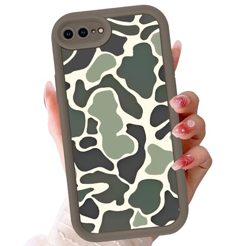 Zrutru Camo Phone Case for iPhone 8 Plus/7 Plus 5.5',Cool Leopard Print Cases Unique Cheetah Tortoise Design Pattern for Men Boys Teens,Soft Brown Shockproof Lens Protection Cover for iPhone 8/7 Plus