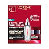 L’Oréal Paris Hydration Skincare Kit with Hyaluronic Acid Serum and Day Moisturizer for Face with Pro Retinol, Vitamin C and Hyaluronic Acid, Revitalift Triple Power LZR, Skincare Kit, 2 Count