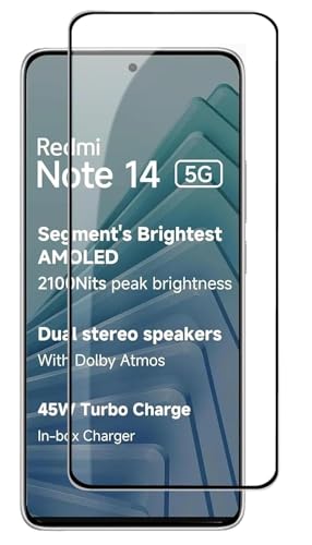 Image of Military-Grade Tempered Glass Screen Protector Compatible for Redmi Note 14 5G with Edge to Edge Coverage and Easy Self Installation kit (Redmi Note 14)