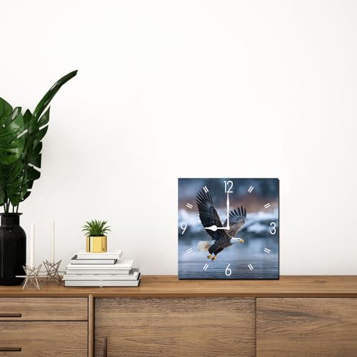 Reloj de pared cuadrado 10 pulgadas madera silencioso miniatura 3