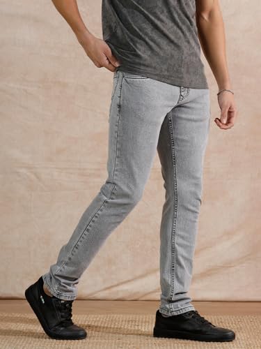 Image of WROGN Men's Stretch Cotton Jeans | Solid | Slim Fit