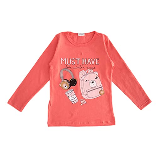 Kit 5 Camisetas Blusa Manga Longa Infantil Menina Cotton Desenho do tecido:Sortido;Tamanho:4