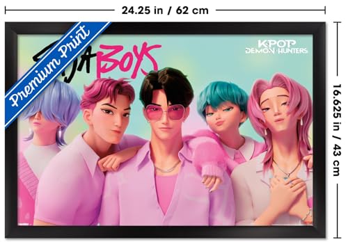 Netflix KPop Demon Hunters (2025) - Saja Boys Wall Poster, 22.4L" x 14.7W", Black Framed Version by Trends International - Used condition - Image 2