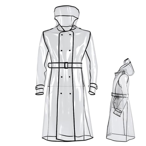 Waterproof Portable Raincoat Clear Raincoats for Women Reusable EVA Rain Resistant Poncho with Hoods and Belt