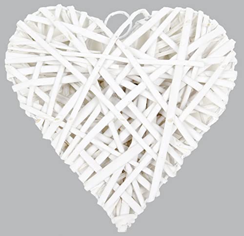 Cœur osier blanc suspendu 50cm